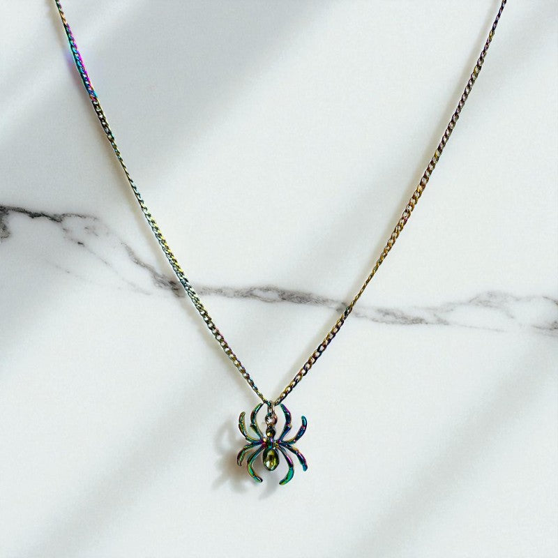 Rainbow Spider Necklace | Stainless Steel- For Kids | Includes: Necklace