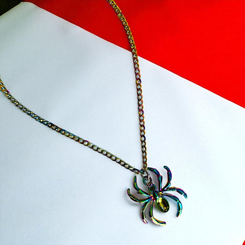 Rainbow Spider Necklace | Stainless Steel- For Kids | Includes: Necklace