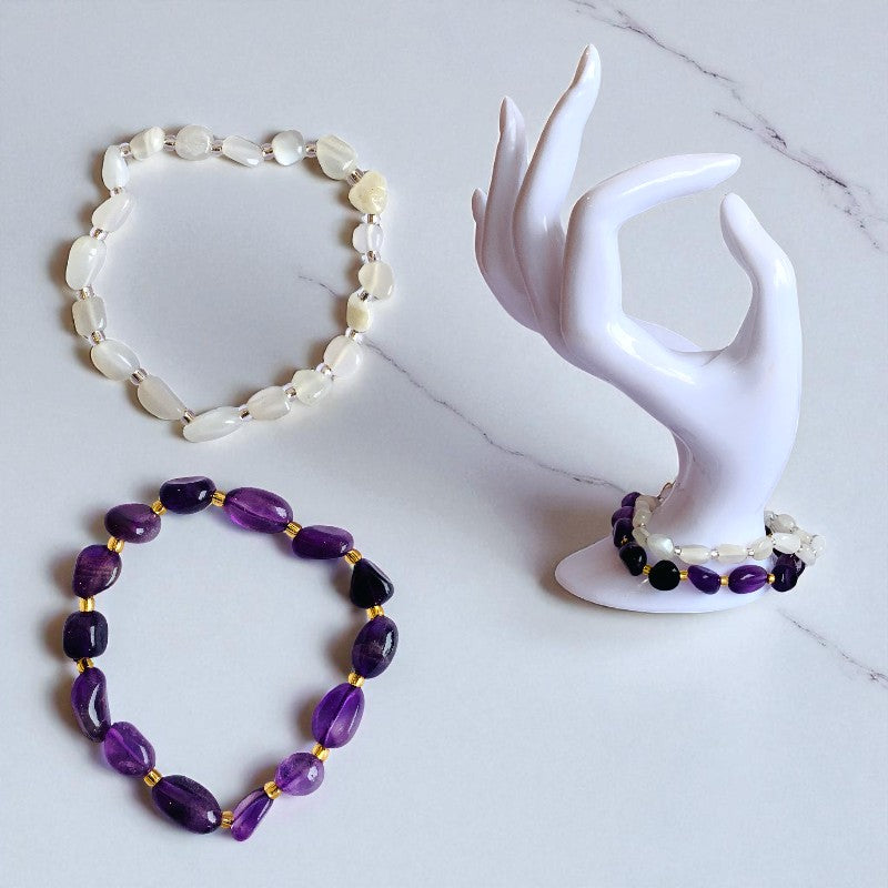 Celestial Calm | Amethyst & Moonstone - For Women | Includes: Bracelets (set of 2)