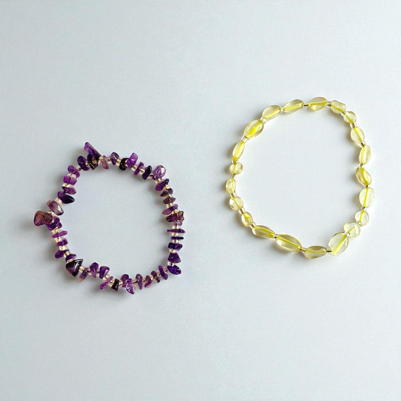 Radiant Harmony | Amethyst & Lemon Quartz - For Women | Includes: Bracelets (Set of 2)