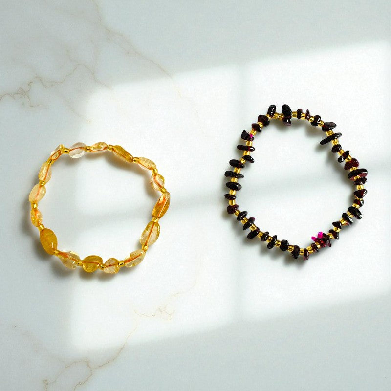 Bold Glow | Garnet & Citrine - For Women | Includes: Bracelets (Set of 2)
