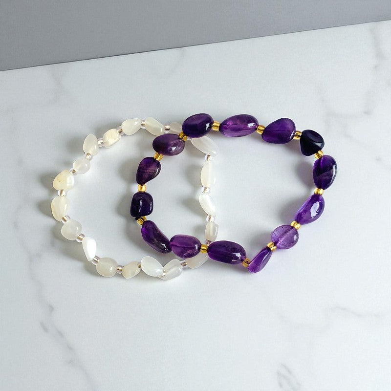 Celestial Calm | Amethyst & Moonstone - For Women | Includes: Bracelets (set of 2)
