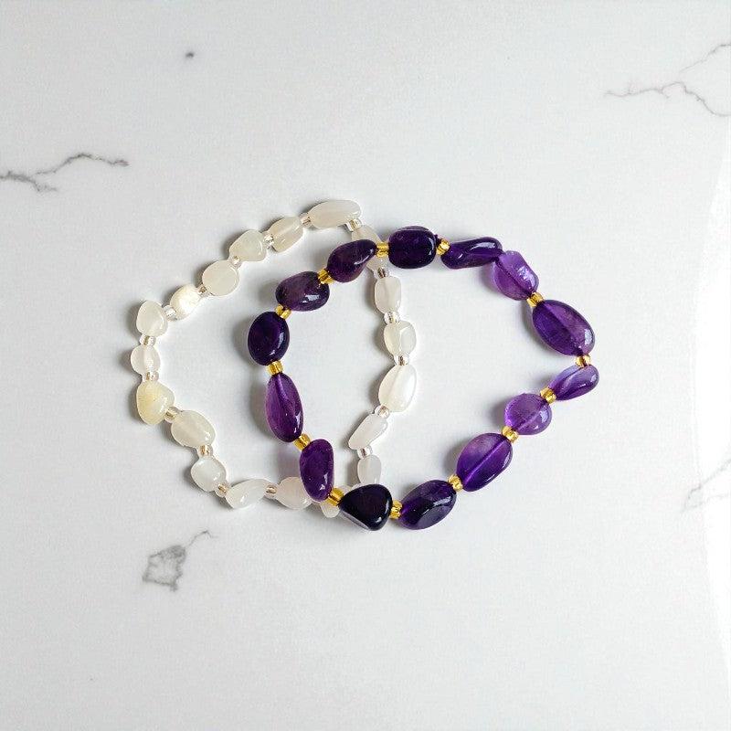 Celestial Calm | Amethyst & Moonstone - For Women | Includes: Bracelets (set of 2)