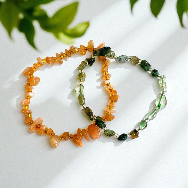 Solar Fusion Set | Sunstone & Moldavite - For Women | Includes: Bracelets (Set of 2)