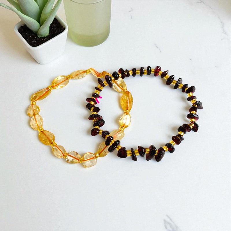 Bold Glow | Garnet & Citrine - For Women | Includes: Bracelets (Set of 2)