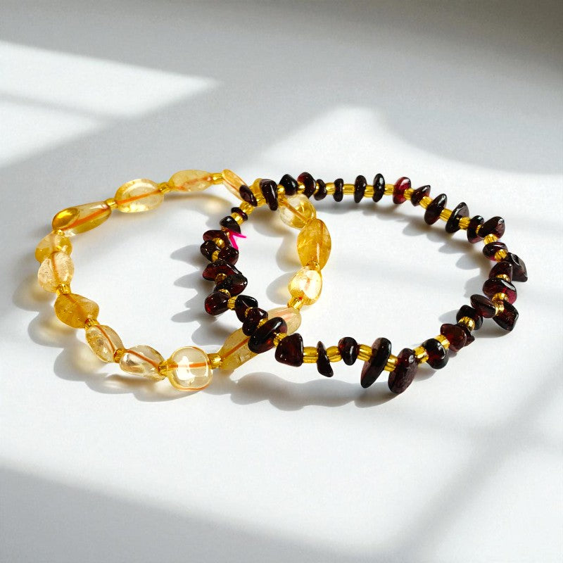 Bold Glow | Garnet & Citrine - For Women | Includes: Bracelets (Set of 2)