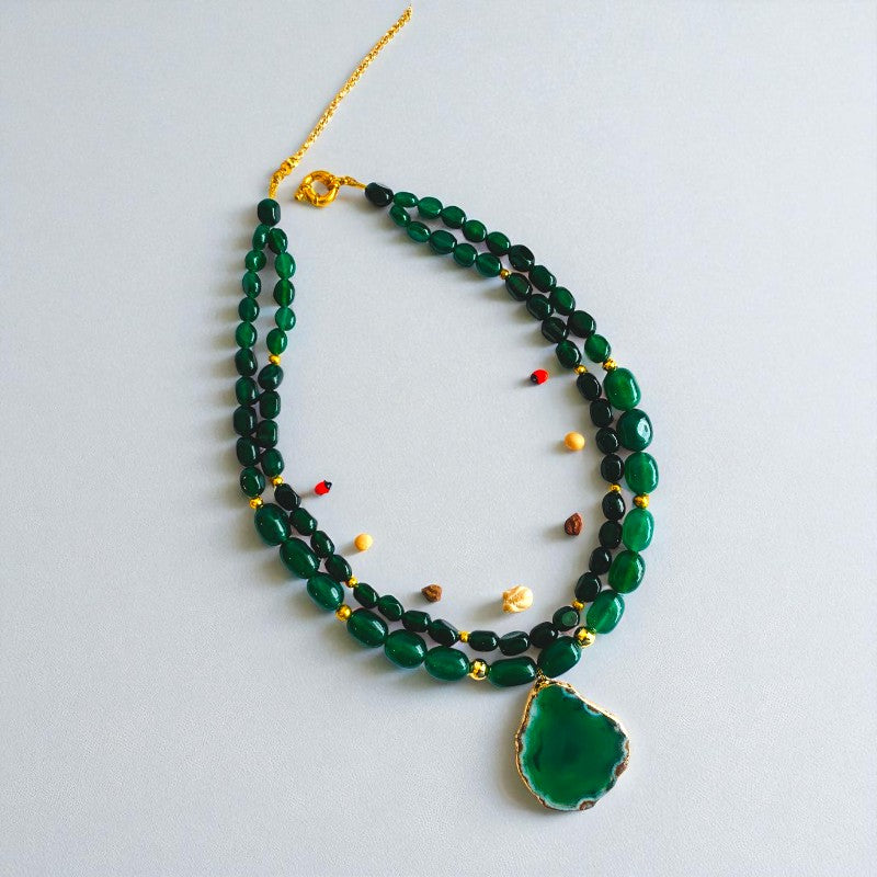 Opulent Flow Layered Necklace | Green Aventurine Stone - For Women | Includes: Necklace