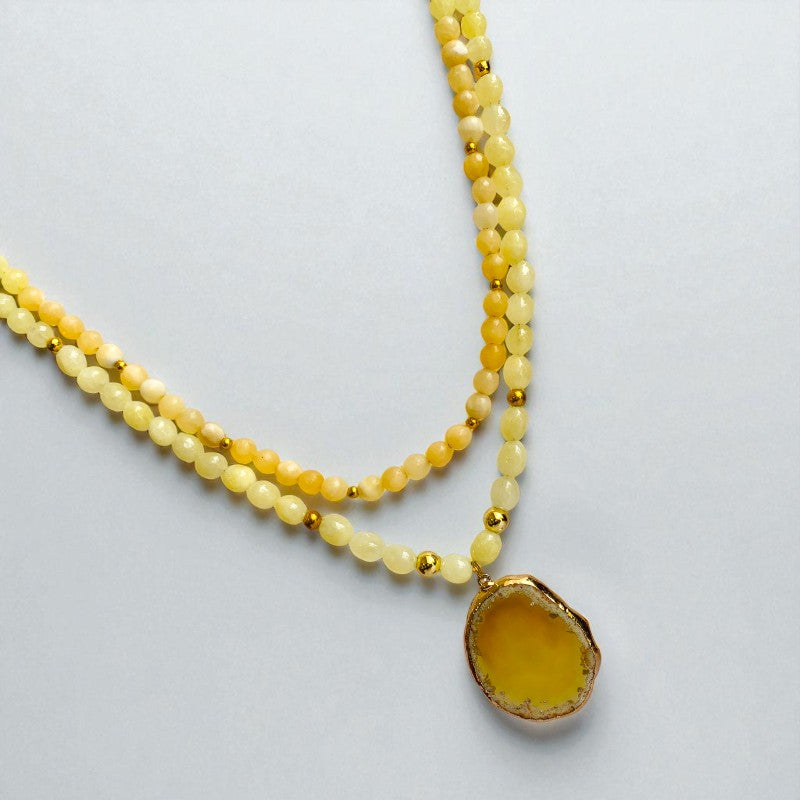 Golden Cascade Layered Necklace | Yellow Aventurine Stone - For Women | Includes: Necklace