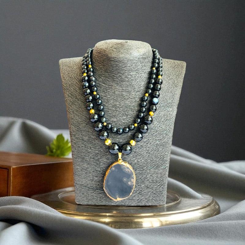 Obsidian Elegance Layered Necklace | Black Obsidian Stone β For Women | Includes: Necklace