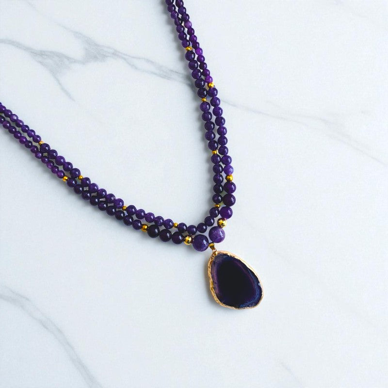 Amethyst Elegance Layered Necklace | Amethyst Stone - For Women | Includes: Necklace