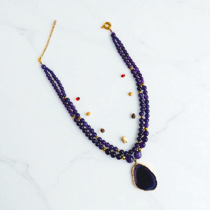 Amethyst Elegance Layered Necklace | Amethyst Stone - For Women | Includes: Necklace