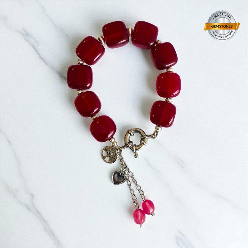 Ruby Aura Bracelet | Garnet Stone & stainless Steel β For Women | Includes: Bracelet