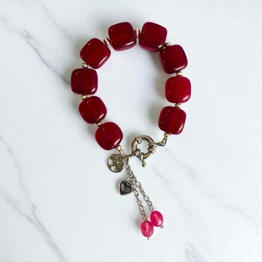 Ruby Aura Bracelet | Garnet Stone & stainless Steel – For Women | Includes: Bracelet