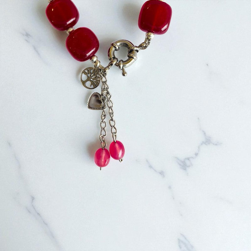 Ruby Aura Bracelet | Garnet Stone & stainless Steel β For Women | Includes: Bracelet