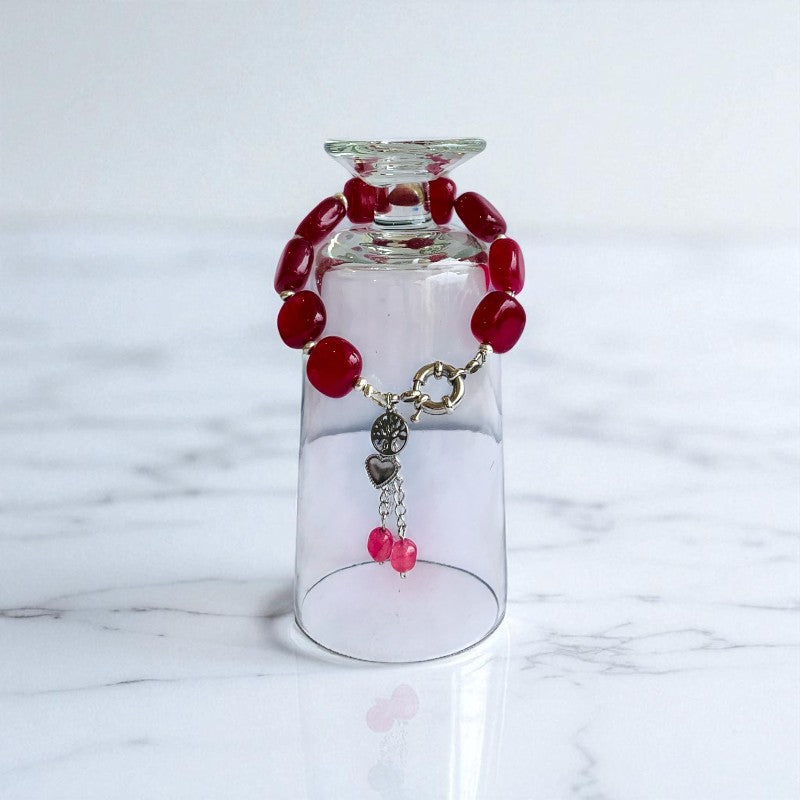 Ruby Aura Bracelet | Garnet Stone & stainless Steel β For Women | Includes: Bracelet