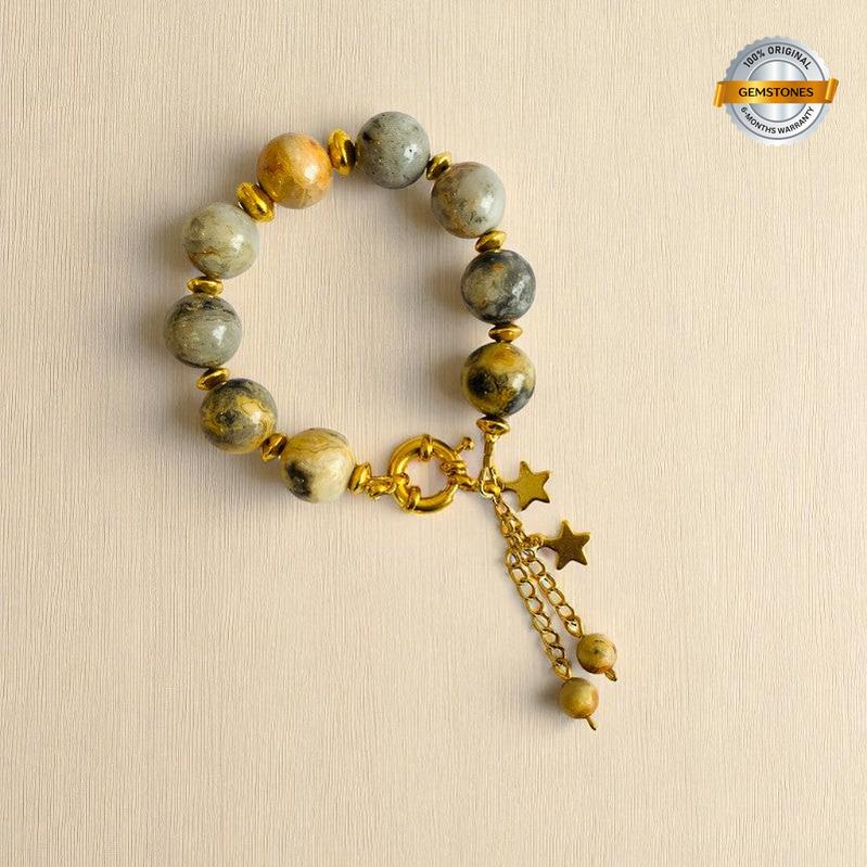 Passion Pulse Bracelet | Bumblebee Jasper Stone & 18k Gold Plated - For Women | Includes: Bracelet
