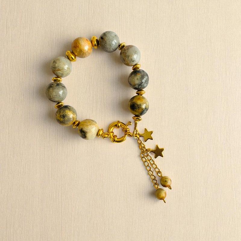 Passion Pulse Bracelet | Bumblebee Jasper Stone & 18k Gold Plated - For Women | Includes: Bracelet