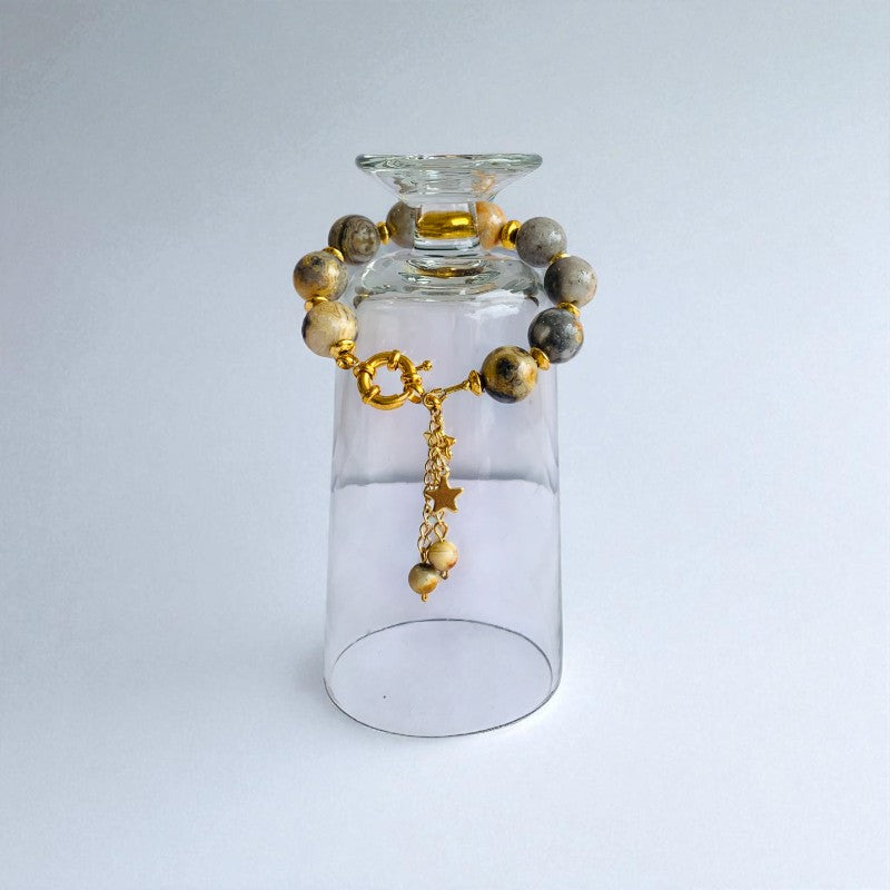 Passion Pulse Bracelet | Bumblebee Jasper Stone & 18k Gold Plated - For Women | Includes: Bracelet