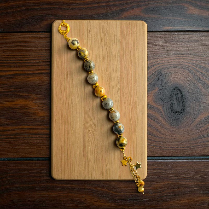 Passion Pulse Bracelet | Bumblebee Jasper Stone & 18k Gold Plated - For Women | Includes: Bracelet