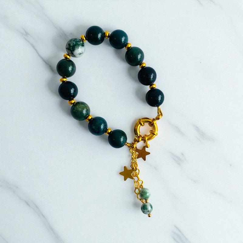 Emerald Grace Bracelet | Green Agate Stone & 18k Gold Plated - For Women | Includes: Bracelet