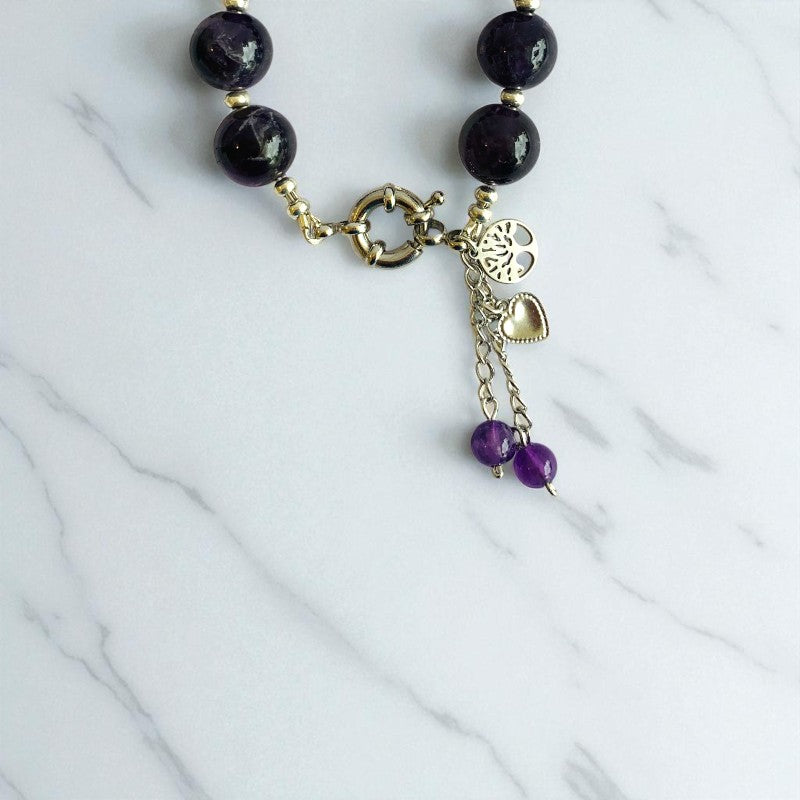 Vital Charm Bracelet | Black Obsidian & Amethyst - For Women | Includes: Bracelet