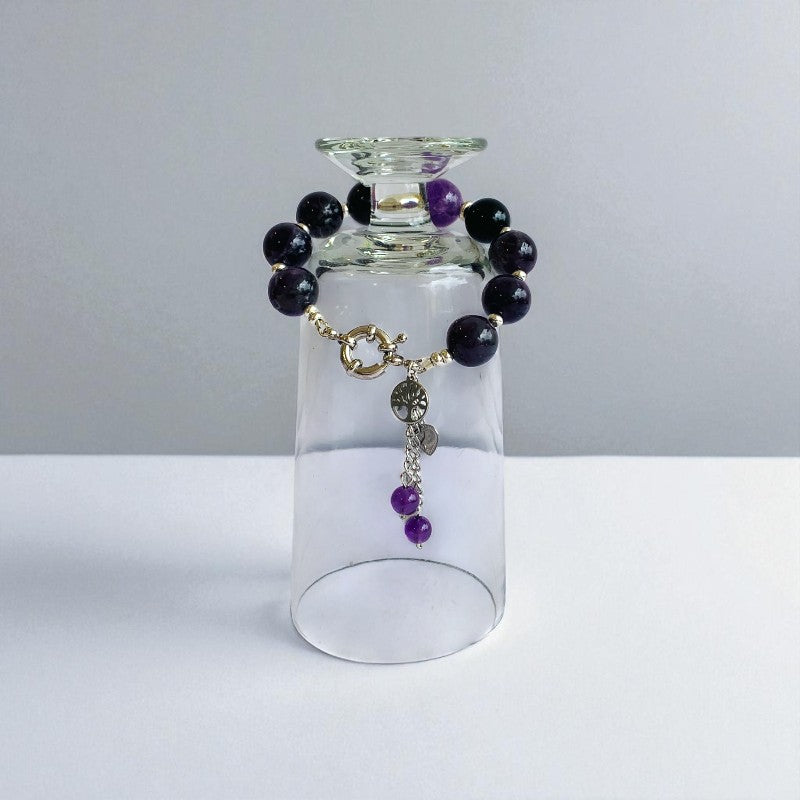 Vital Charm Bracelet | Black Obsidian & Amethyst - For Women | Includes: Bracelet