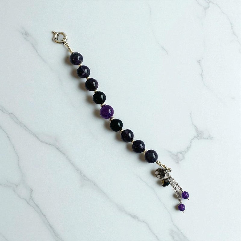 Vital Charm Bracelet | Black Obsidian & Amethyst - For Women | Includes: Bracelet