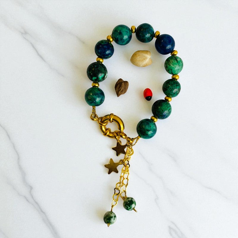 Grounded Grace Bracelet | Azurite Stone & 18k Gold Plated - For Women | Includes: Bracelet