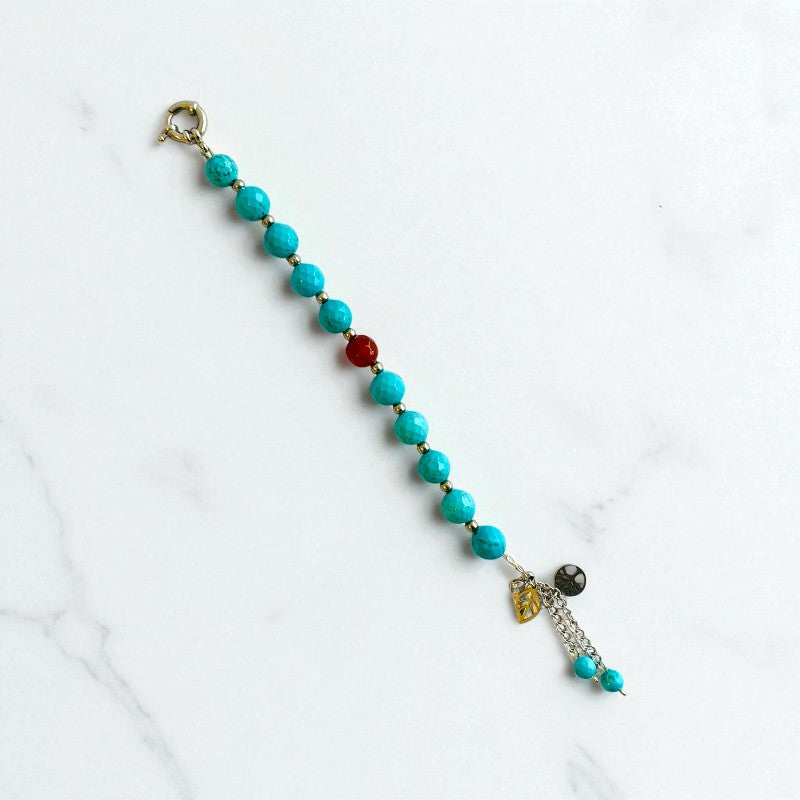 Vibrant Spirit Bracelet | Red Onyx & Turquoise Stone and PVD Plated - For Women | Includes: Bracelet