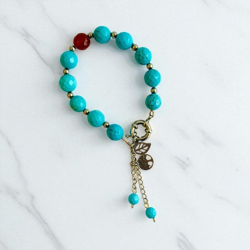 Vibrant Spirit Bracelet | Red Onyx & Turquoise Stone and PVD Plated - For Women | Includes: Bracelet