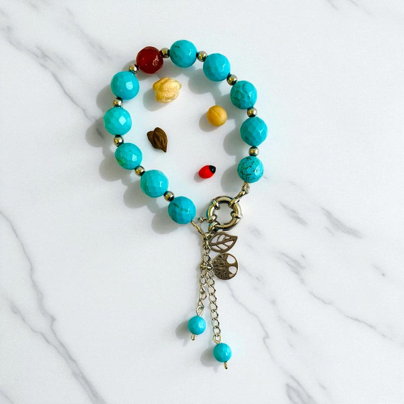 Vibrant Spirit Bracelet | Red Onyx & Turquoise Stone and PVD Plated - For Women | Includes: Bracelet
