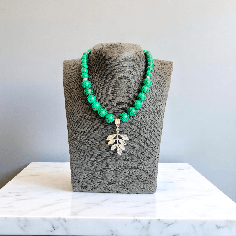 Verdant Charm Necklace | Malachite Jade Stone - For Women | Includes: Necklace