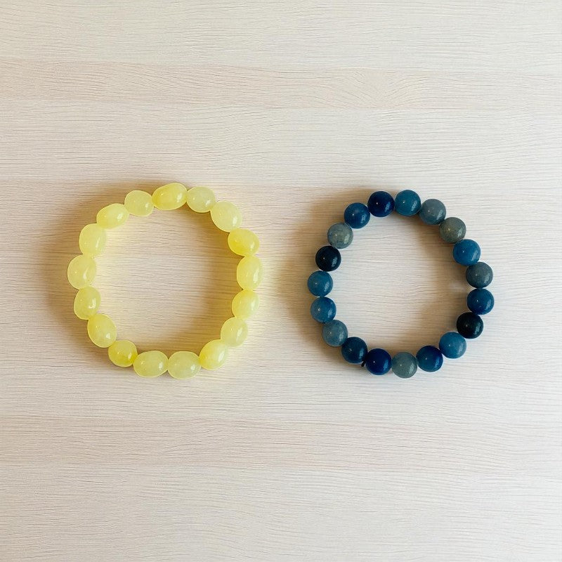 TwinVibe Bracelets | Yellow Calcite,Blue Aventurine Stones β For Women | Includes: Bracelet ( Set of 2)