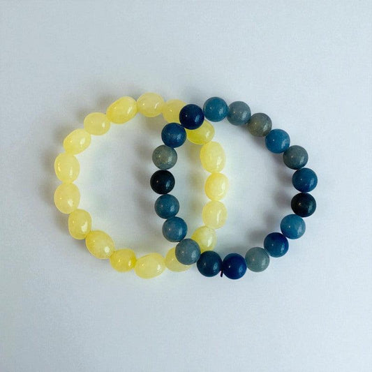 TwinVibe Bracelets | Yellow Calcite,Blue Aventurine Stones – For Women | Includes: Bracelet ( Set of 2)