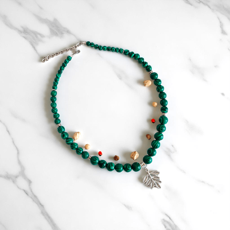 Verdant Charm Necklace | Malachite Jade Stone - For Women | Includes: Necklace