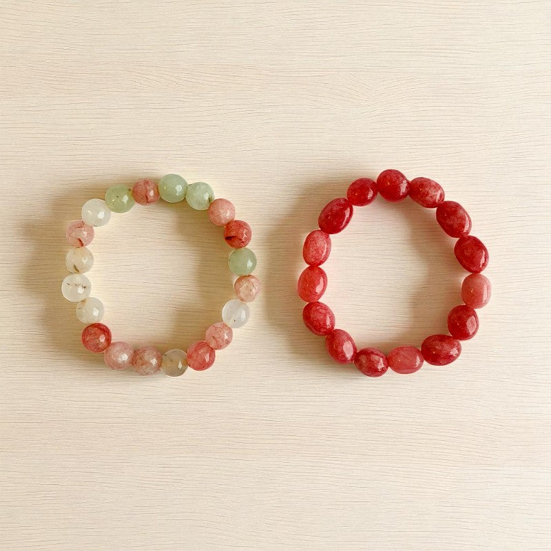 Twinning Treasure Bracelets | Red-Natural Carnelian Stones β For Women | Includes: Bracelet ( Set of 2)