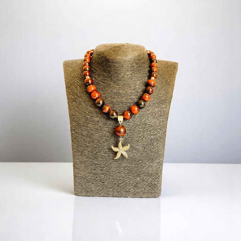 Ocean Ember Set | Red Tiger Eye Stone - For Women | Includes: Necklace, Bracelet, Earring
