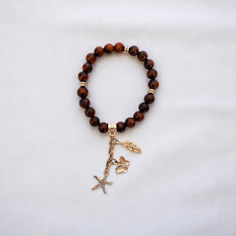Ocean Ember Set | Red Tiger Eye Stone - For Women | Includes: Necklace, Bracelet, Earring
