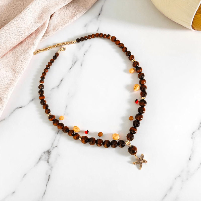 Bold Energy Necklace | Red Tiger Eye Stone - For Women | Includes: Necklace