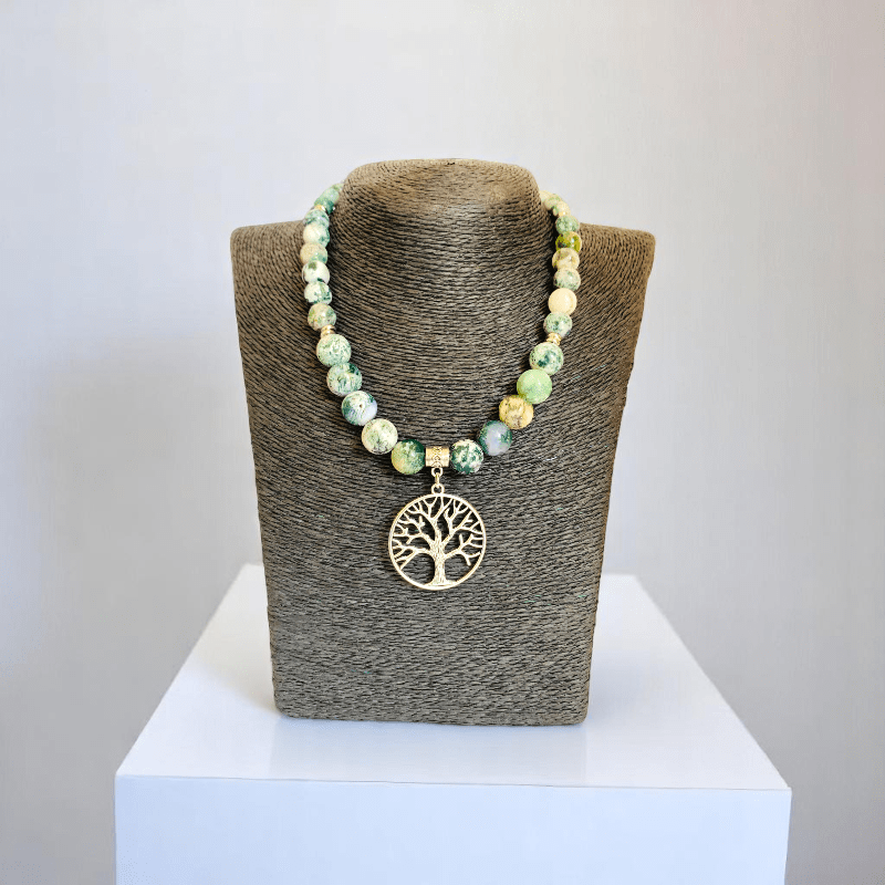 Tree of Tranquility Set | Tree Agate Stone - For Women | Includes: Necklace, Bracelet, Earring