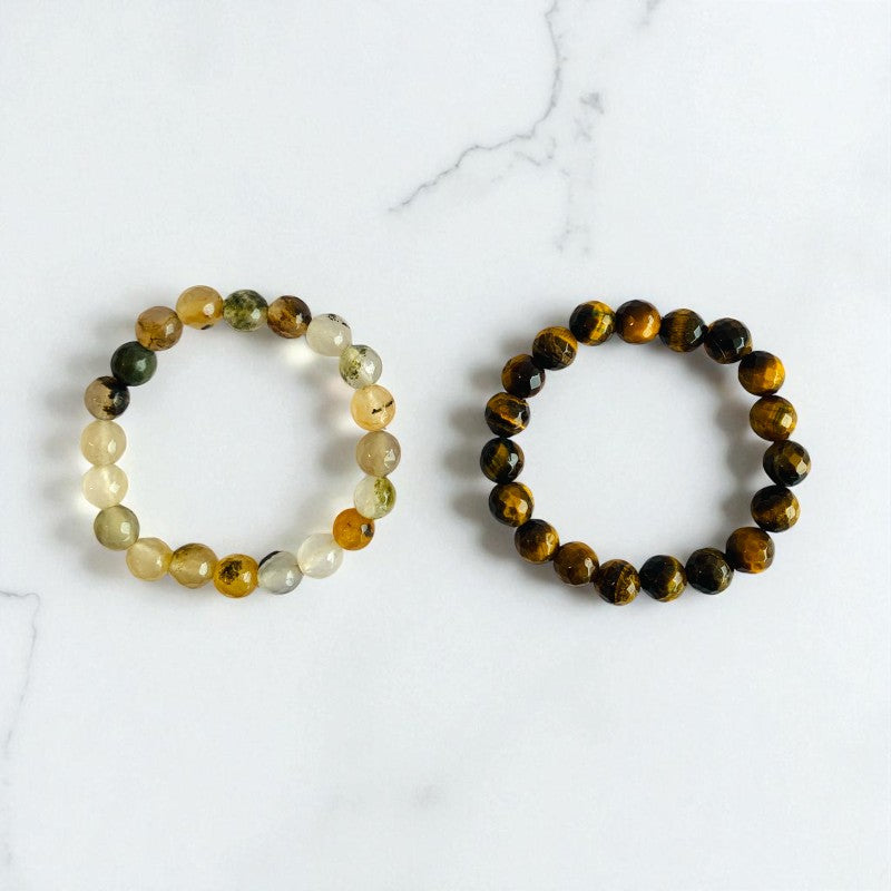 Power Duo Bracelets | Tiger Eye & Yellow Opal Stones β For Women | Includes: Bracelet (Set of 2)