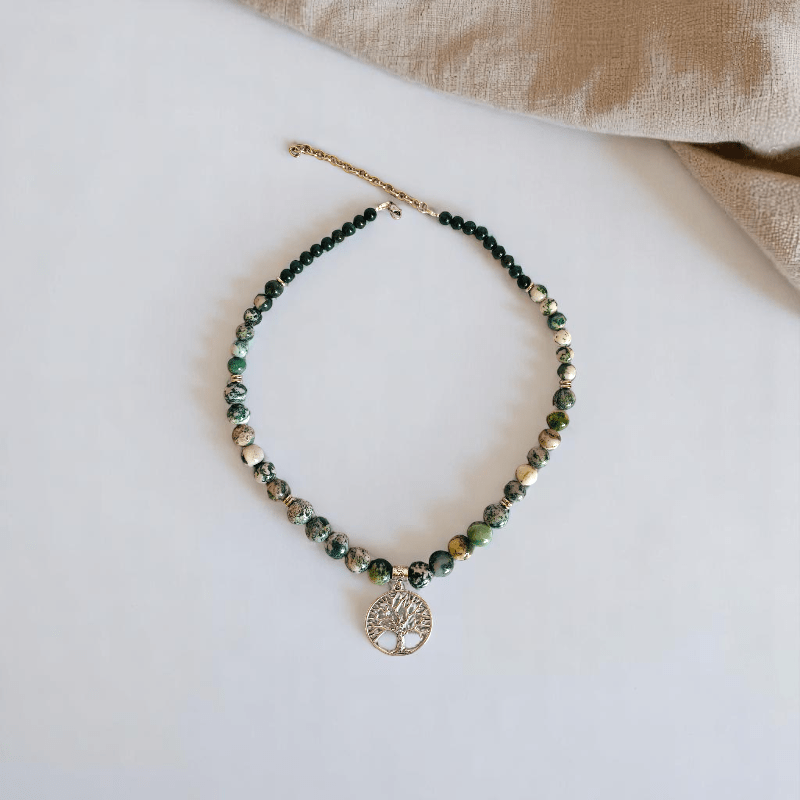 Tree of Tranquility Set | Tree Agate Stone - For Women | Includes: Necklace, Bracelet, Earring