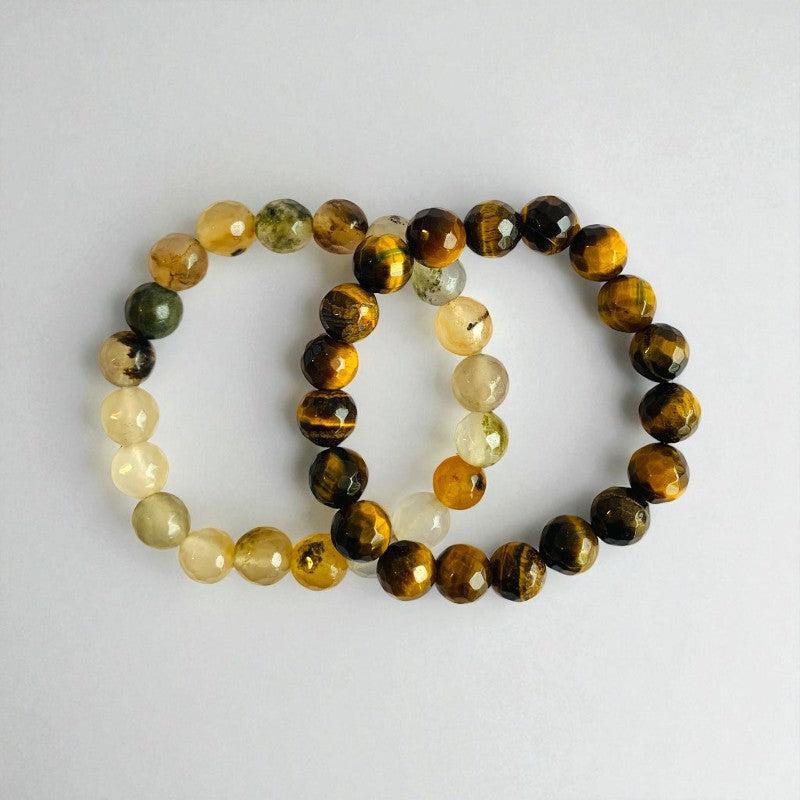 Power Duo Bracelets | Tiger Eye & Yellow Opal Stones – For Women | Includes: Bracelet (Set of 2)