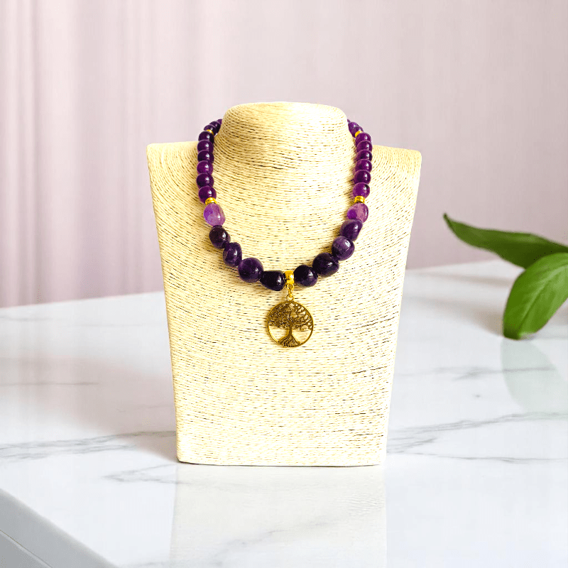 Soul Tree Set | Amethyst Stone - For Women | Includes: Necklace, Bracelet, Earring