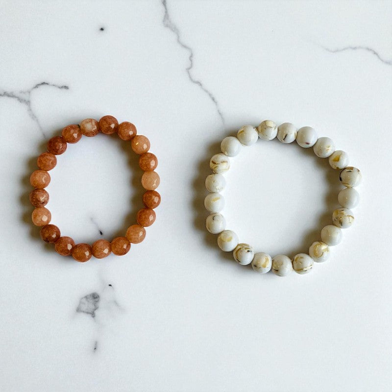 Earth & Elegance Bracelet | Brown Aventurine & MOP Stones β For Women | Includes: Bracelet (Set of 2)