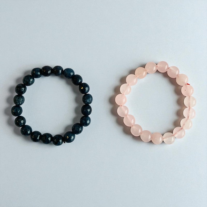 Double Grace Duo | Blue Jade & Rose Quartz Stones β For Women | Includes: Bracelet (Set of 2)