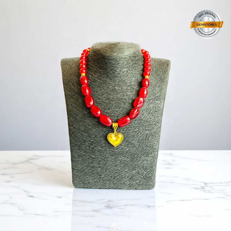 Hearted Flame Necklace | Red Onyx Stone - For Women | Includes: Necklace