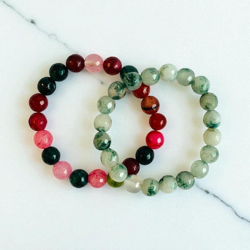 Ethereal Earth duo | Indian & Green Agate Stones β For Women | Includes: Bracelet (Set of 2)
