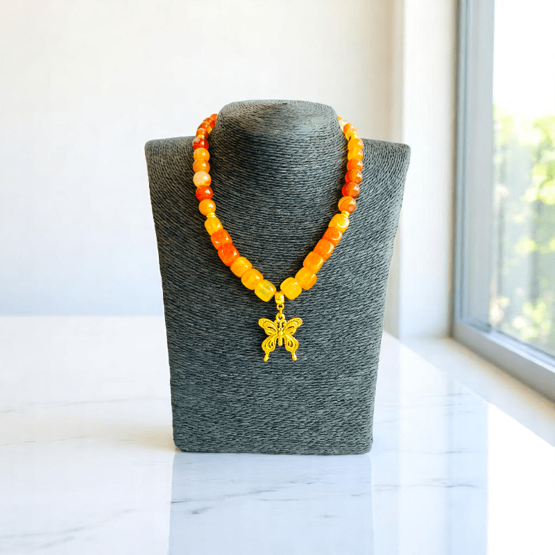 Winged Ember Set | Carnelian Stone - For Women | Includes: Necklace, Bracelet, Earring