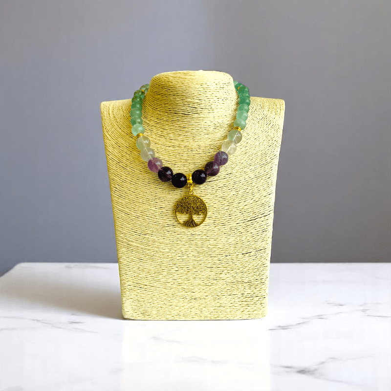 Aurora Glow Set | Fluorite Stone - For Women | Includes: Necklace, Bracelet, Earring